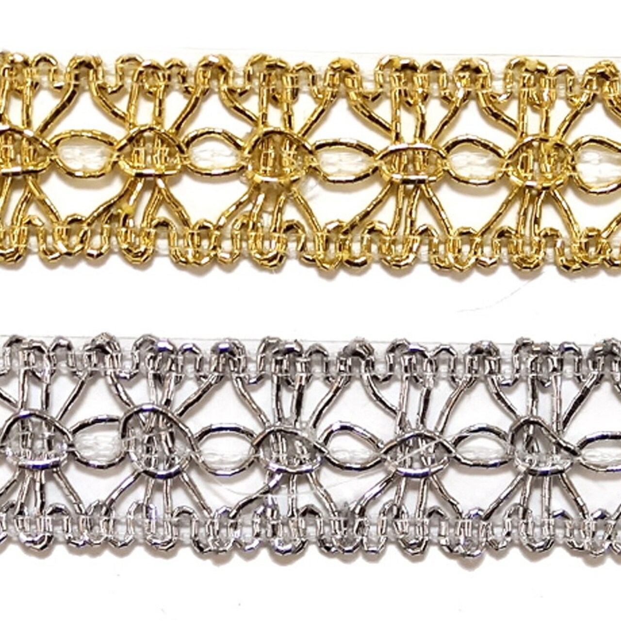 3/4"x 15 Yards Silver Metallic Lace Trim 5 Packs Metallic Trim 1